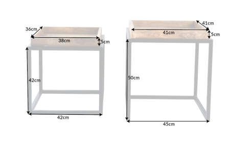 Masă laterală SERVITEUR 45-55cm set de 2 tăvi din lemn de mango [8]