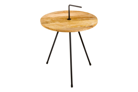Masă laterală SIMPLY CLEVER 60cm din lemn natural de mango cu mâner negru [0]