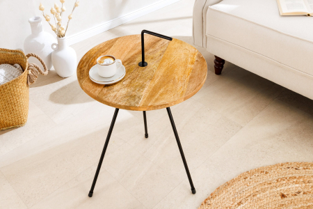 Masă laterală SIMPLY CLEVER 60cm din lemn natural de mango cu mâner negru [6]