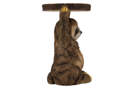 Masă laterală SLOTH 50cm sculptură cu leneș , lucrată manual , gri maro. [3]