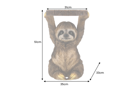 Masă laterală SLOTH 50cm sculptură cu leneș , lucrată manual , gri maro. [5]