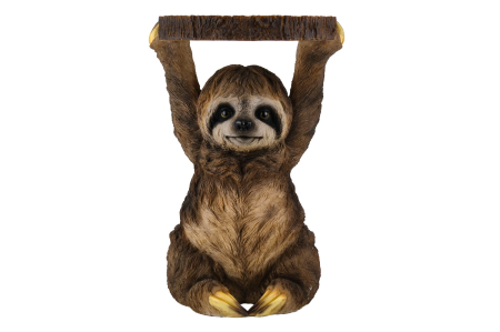 Masă laterală SLOTH 50cm sculptură cu leneș , lucrată manual , gri maro. [0]