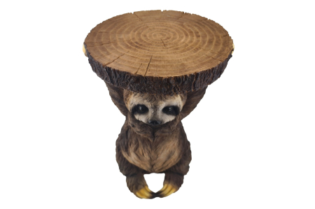 Masă laterală SLOTH 50cm sculptură cu leneș , lucrată manual , gri maro. [4]