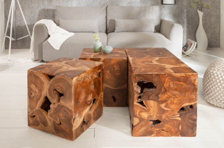 Masă laterală SQUARE 40cm lemn de tec [2]