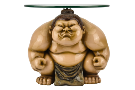 Masă laterală SUMO 30cm rotundă cu blat din sticlă, bej . [0]