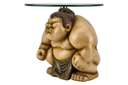 Masă laterală SUMO 30cm rotundă cu blat din sticlă, bej . [2]