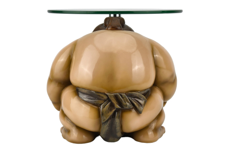 Masă laterală SUMO 30cm rotundă cu blat din sticlă, bej . [4]