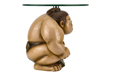 Masă laterală SUMO 30cm rotundă cu blat din sticlă, bej . [3]