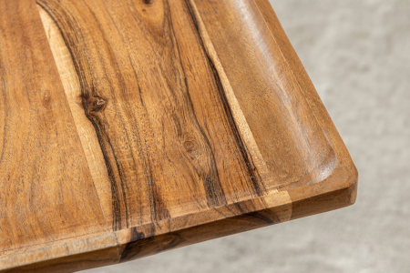 Masă laterală TRAYFUL 55cm pătrată, blat din salcâm 35cm și bază din marmură [5]