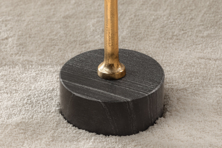 Masă laterală TRAYFUL 55cm pătrată, blat din salcâm 35cm și bază din marmură [6]