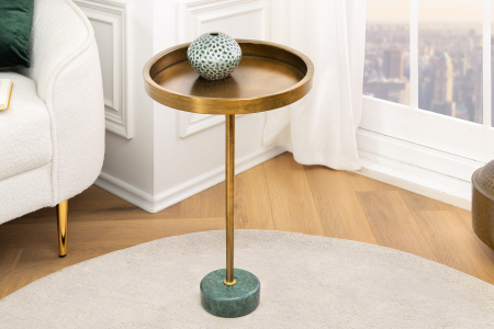 Masă laterală TRAYFUL 60cm, bază din marmură verde și blat din alamă [1]