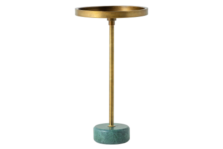 Masute de cafea - Masă laterală TRAYFUL 60cm, bază din marmură verde și blat din alamă