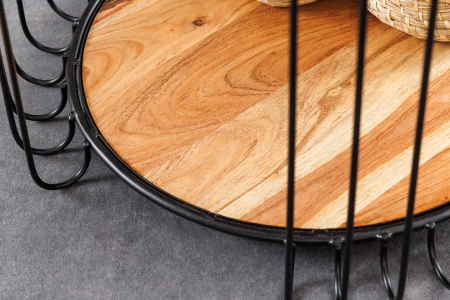 Masă laterală TRUE ELEMENTS cadru negru 50cm,lemn de salcâm, natural [8]