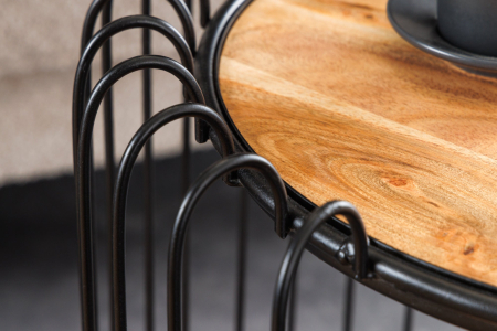 Masă laterală TRUE ELEMENTS cadru negru 50cm,lemn de salcâm, natural [5]