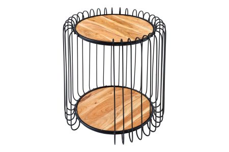 Living - Masă laterală TRUE ELEMENTS cadru negru 50cm,lemn de salcâm, natural