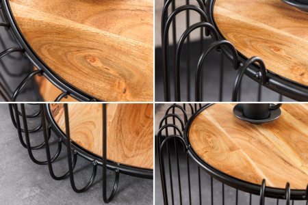 Masă laterală TRUE ELEMENTS cadru negru 50cm,lemn de salcâm, natural [9]