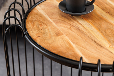 Masă laterală TRUE ELEMENTS cadru negru 50cm,lemn de salcâm, natural [6]