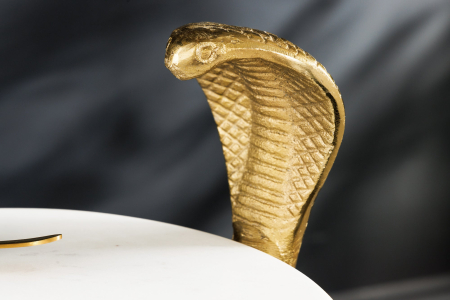 Masă laterală WILDLIFE COBRA 60cm aurie cu marmură albă  [4]