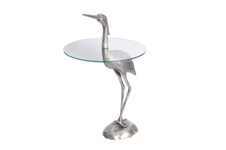 Masute de cafea - Masă laterală WILDLIFE HERON 90cm argintie