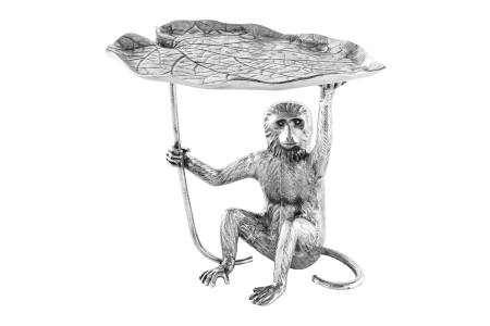 Masute de cafea - Masă laterală WILDLIFE MONKEY 55cm argintie