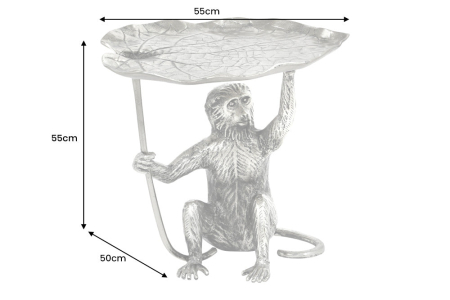 Masă laterală WILDLIFE MONKEY 55cm argintie [9]