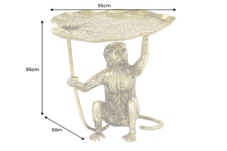 Masă laterală WILDLIFE MONKEY 55cm auriu antic [17]