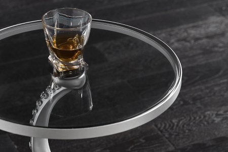 Masă laterală WILDLIFE OCTOPUS 55cm,blat din sticlă iluminată,argintie cu benzi LED [3]