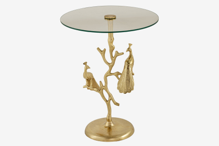 Masute de cafea - Masă laterală WILDLIFE PEACOCK 60cm aurie