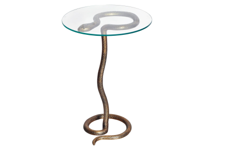 Masute de cafea - Masă laterală WILDLIFE SNAKE 60cm cupru antic