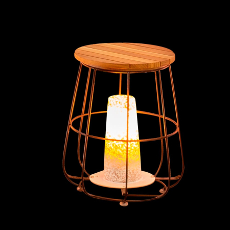 Mobilier Gradina - Masa de exterior cu  led dewi teak 36,50 x 36,50 x 44,50 cm