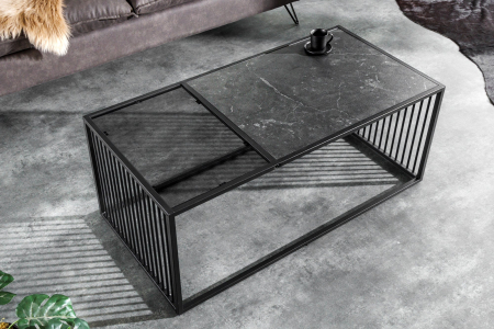 Masuta de cafea ARCHITECTURE cu aspect de marmura si geam fumuriu, 100 cm [2]