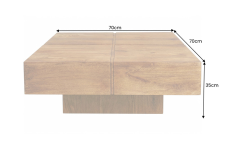 Măsuță de cafea BOLT, 70 cm, pătrată, cu bază în formă de piedestal, din lemn de mango, finisaj maro miere [5]