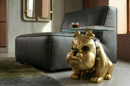 Măsuță de cafea BULLDOG 55 cm, sticlă aurie [1]