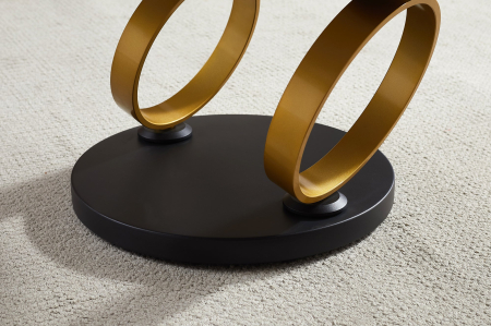Măsuță de cafea DANCING RINGS 80-135 cm rotundă, rotativă, cu inele Pandora din ceramică auriu mat [10]