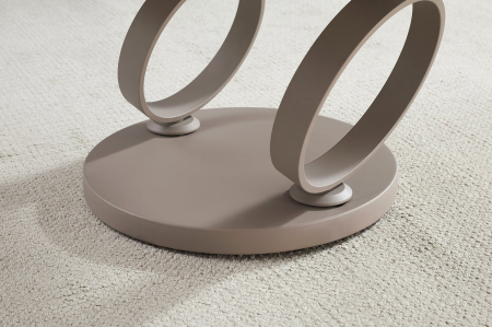 Măsuță de cafea DANCING RINGS 80-135 cm rotundă, rotativă, din ceramică travertin, culoare șampanie-greige [8]