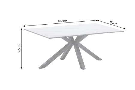 Măsuță de cafea GALAXIE 100 cm cu cadru în formă de stea, ceramică albă [7]
