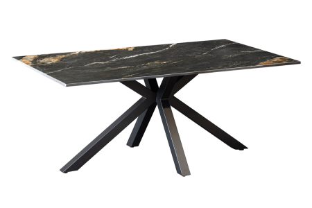 Living - Măsuță de cafea GALAXIE 100 cm cu cadru în formă de stea, ceramică neagră cu nisip auriu