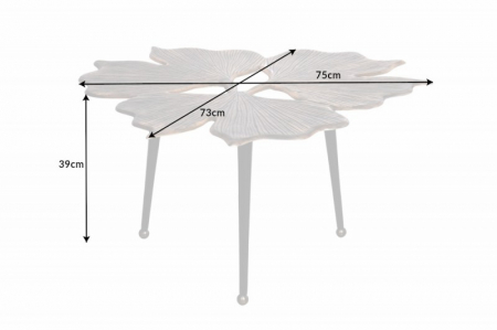 Masuta de cafea  GINKGO LEAFS 75 cm din metal auriu lucrat manual [5]