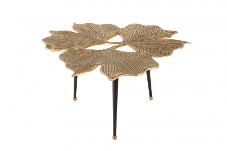 Masute de cafea - Masuta de cafea  GINKGO LEAFS 75 cm din metal auriu lucrat manual