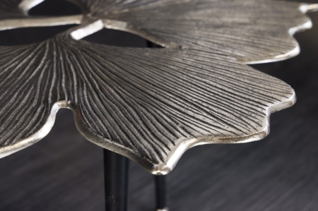 Masuta de cafea  GINKGO LEAFS 75 cm din metal argintiu lucrat manual [2]
