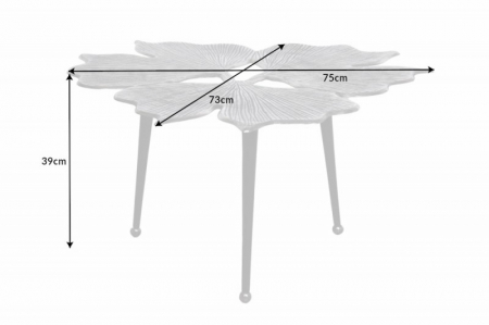 Masuta de cafea  GINKGO LEAFS 75 cm din metal argintiu lucrat manual [5]