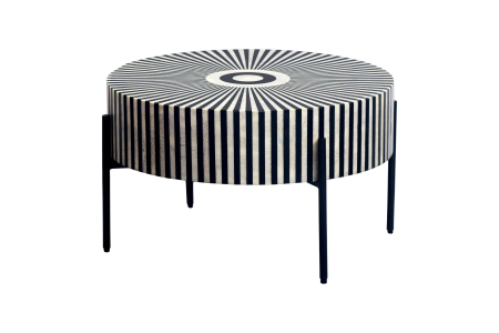 Măsuță de cafea HARMONY NATURE cu incrustări din os, 65 cm, negru-alb [4]