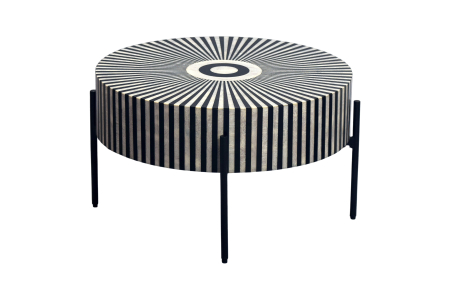 Living - Măsuță de cafea HARMONY NATURE cu incrustări din os, 65 cm, negru-alb