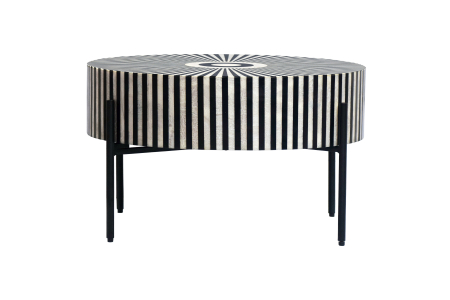 Măsuță de cafea HARMONY NATURE cu incrustări din os, 65 cm, negru-alb [3]