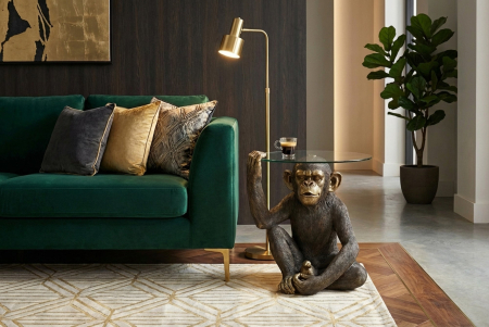 Măsuță de cafea KING APE 65 cm cu sticlă securizată, negru-auriu [1]