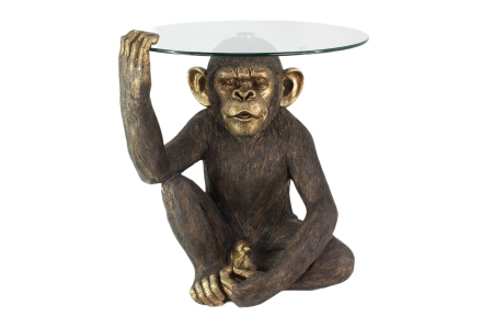 Living - Măsuță de cafea KING APE 65 cm cu sticlă securizată, negru-auriu