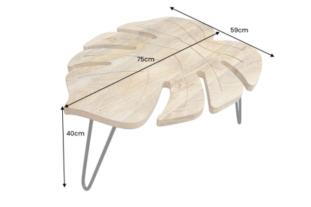 Măsuță de cafea LEAF 75 cm, în formă de frunză, din lemn de mango natural, cu picioare negre în formă de agrafă [6]