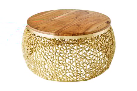 Masute de cafea - Masuta de cafea LEAF cu blat din lemn de salcam, 75 cm