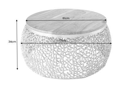 Masuta de cafea LEAF cu blat din lemn de salcam, 75 cm [6]