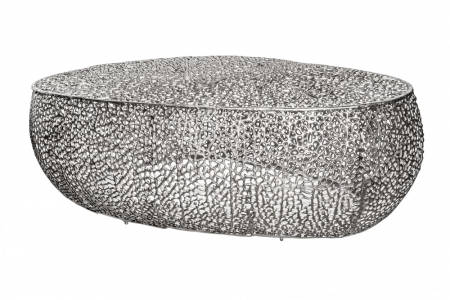 Living - Masuta de cafea Leaf din aluminiu argintiu